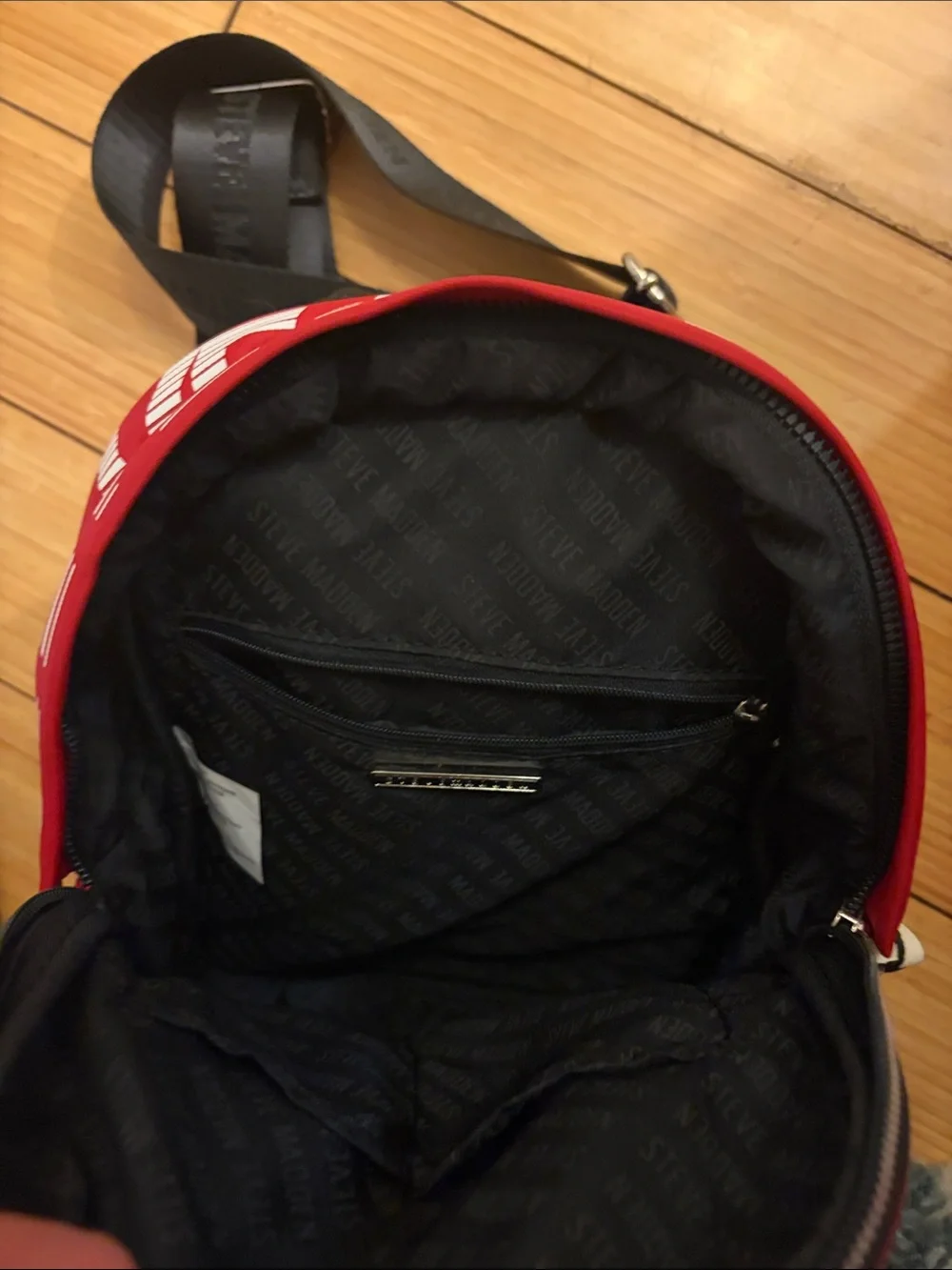 Steve Madden Red Crossbody Sling Bag with White Logo